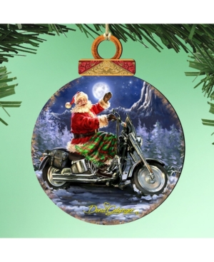 Designocracy By Dona Gelsinger Santa Motorcycle Rider Ornament, Set Of 2 In Multi