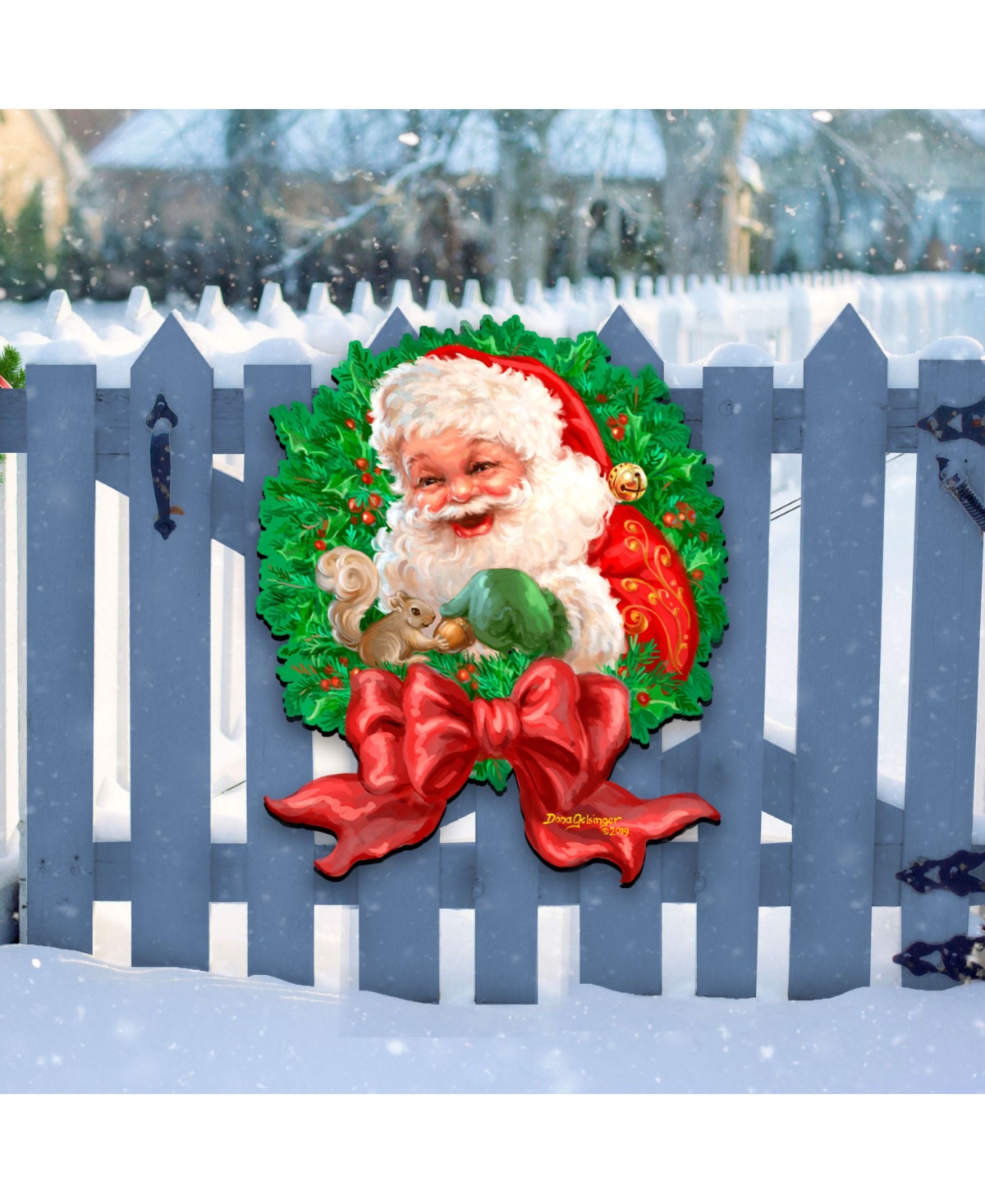 Designocracy by Dona Gelsinger Santa Bow Wooden Wreath