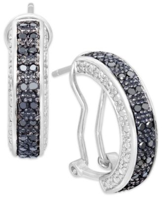 Victoria Townsend - Black Diamond Hoop Earrings in Sterling Silver (1/2 ct. t.w.)