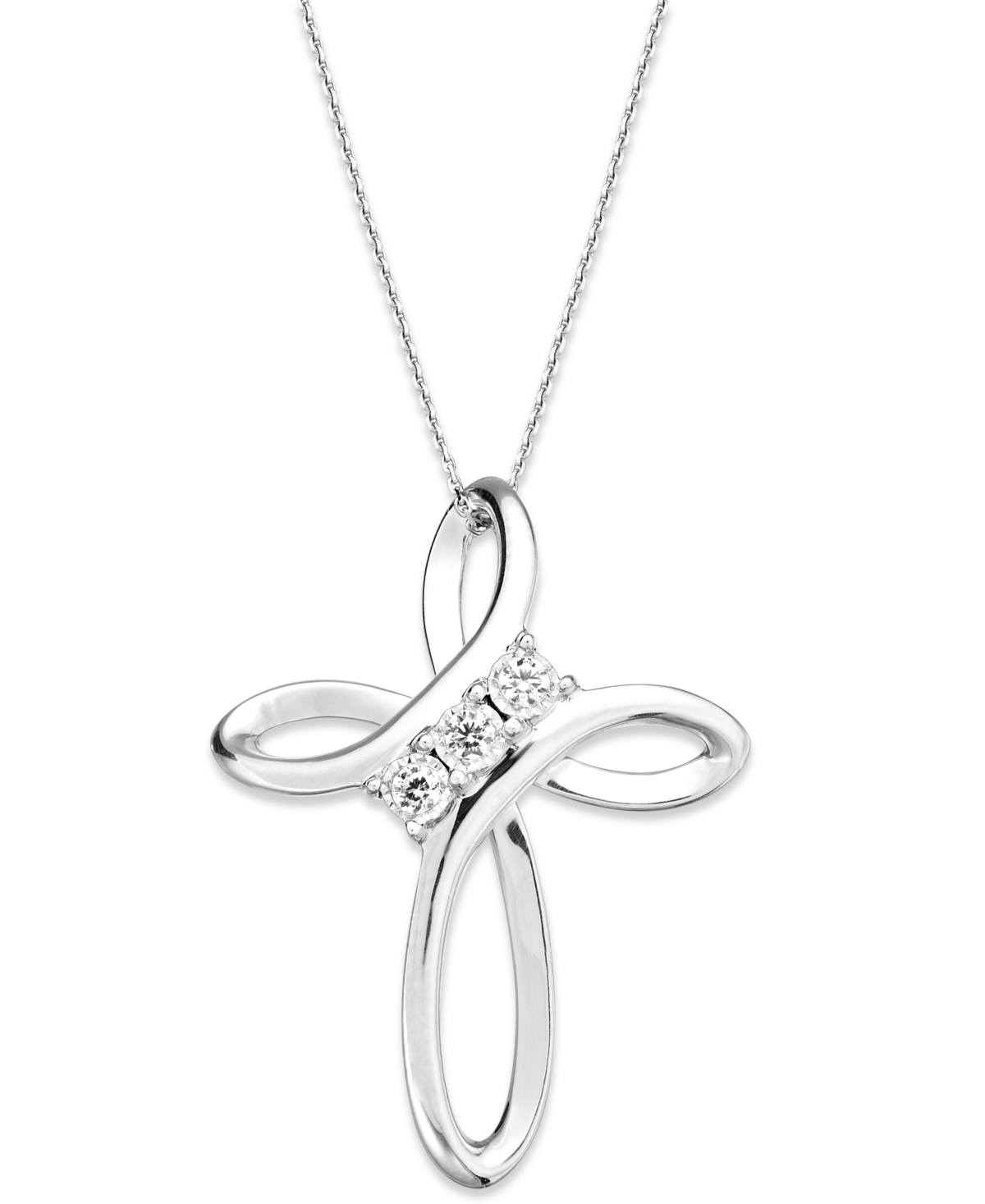 Diamond Cross Pendant Necklace in Sterling Silver (1/10 ct. t.w.)
