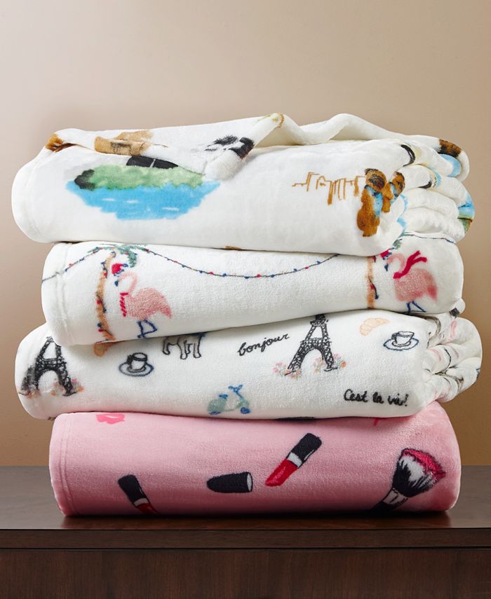 Whim by Martha Stewart Printed Plush Throw, Created for Macy's