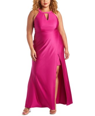 Trendy Plus Size Halter Gown 