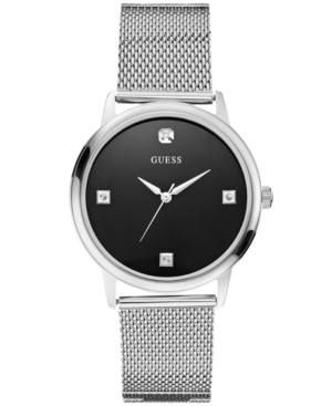 Guess Watch, Men's Diamond Stainless Steel Mesh Bracelet 40mm U0280G1