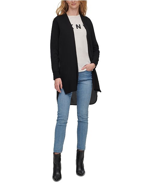 Mixed Media Asymmetrical Open Front Cardigan Sweater Mixed Media Asymmetrical Open Front Cardigan Sweater