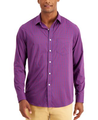 Club Room - Men's Regular-Fit Stretch Gingham Check Shirt