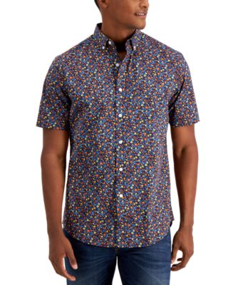 Club Room Men's Floral-Print Cotton Shirt, Created for Macy's - Macy's
