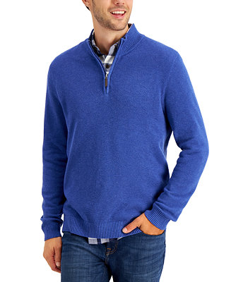 Club Room Men's Quarter-Zip Textured Cotton Sweater, Created for Macy's ...