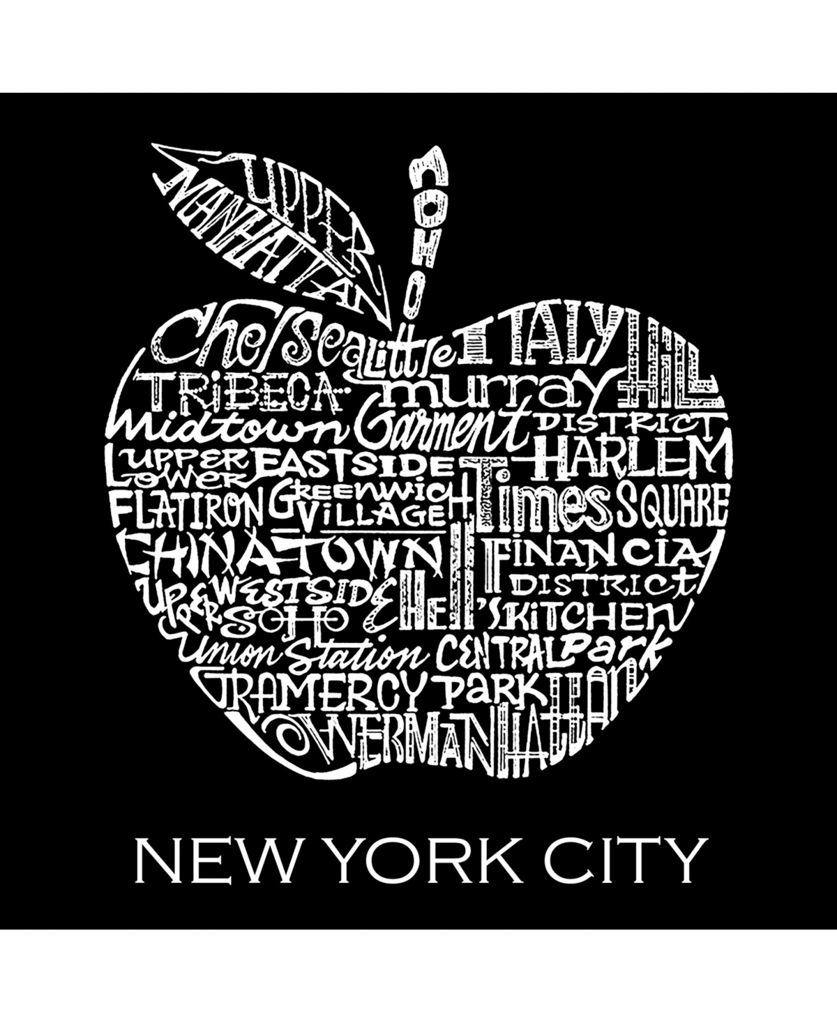 La Pop Art Neighborhoods in New York City Men's Raglan Word Art T-shirt