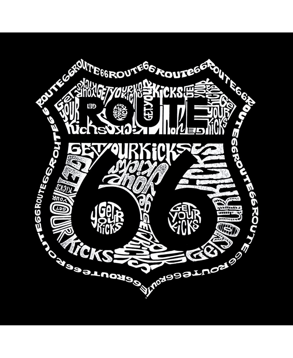 La Pop Art Get Your Kicks on Route 66 Men's Raglan Word Art T-shirt
