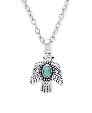 image of Macy-s Simulated Turquoise Fine Silver Plated Eagle Pendant Necklace