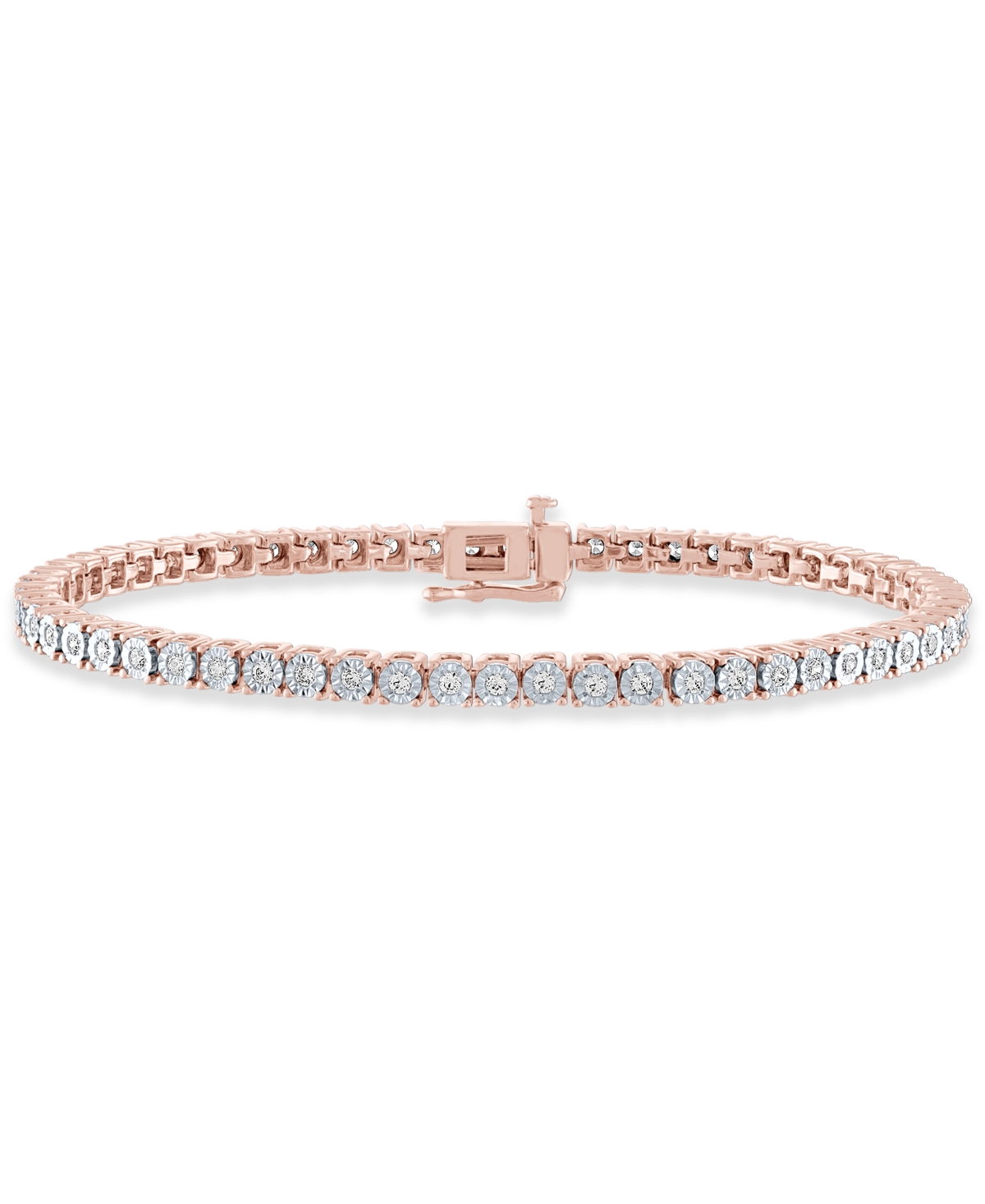 Macy's Diamond Tennis Bracelet (1 Ct. T.w.) In Sterling Silver, 14k Gold-plated Sterling Silver Or 14k Rose In Rose Gold-plated Sterling Silver