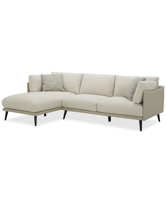 Furniture CLOSEOUT! Marleese 2Pc. Fabric and Leather Sofa with Chaise