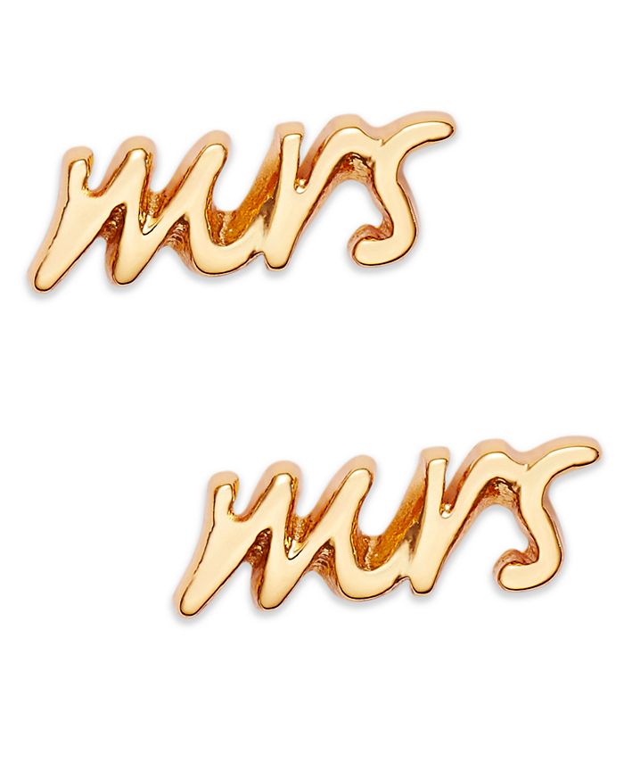kate spade new york Gold Tone "Mrs" Stud Earrings Macy's