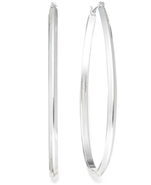image of Charter Club Silver-Tone Inside Out Hoop Earrings