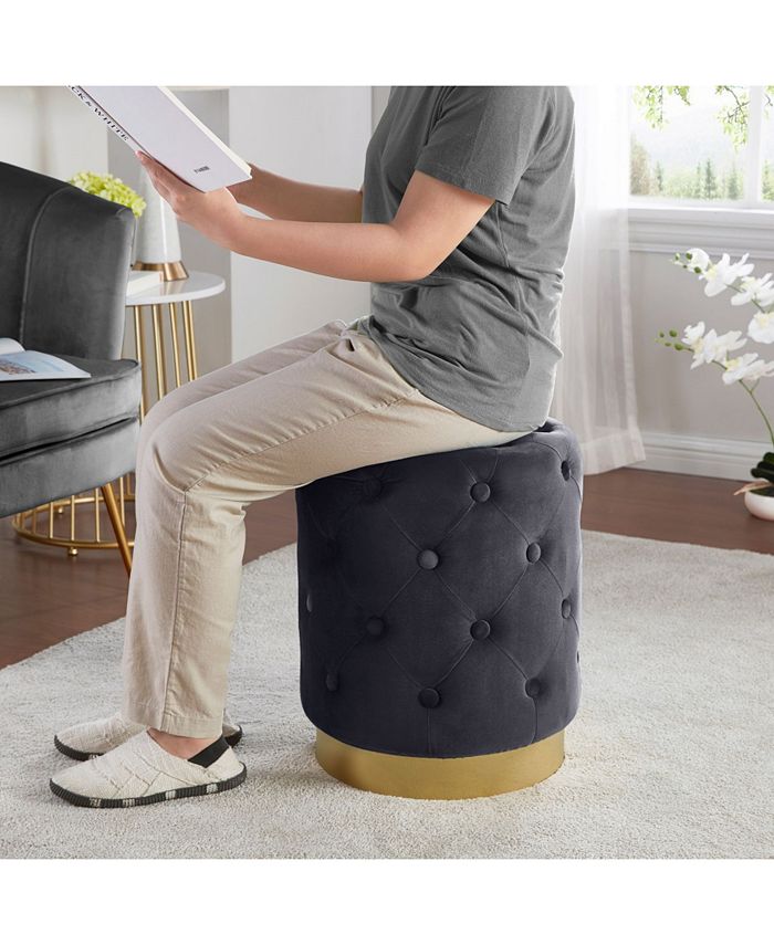 Ornavo Home Upholstered Round Tufted Storage Ottoman