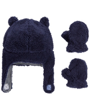 image of Carter-s Baby Boy 2-Piece Sherpa Hat & Mittens Set