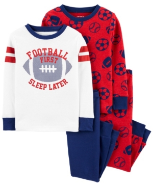 image of Carter-s Baby Boy 4-Piece Football Snug Fit Cotton PJs
