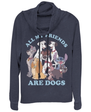 Fifth Sun Juniors Disney Classic Multi Franchise Dog Friends Fleece Cowl Neck Sweatshirt