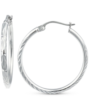image of Giani Bernini Small Textured Hoop Earrings in Sterling Silver, 1