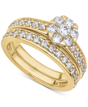 image of Certified Diamond (1-1/2 ct. t.w.) Cluster Bridal Set in 14K White or Yellow Gold