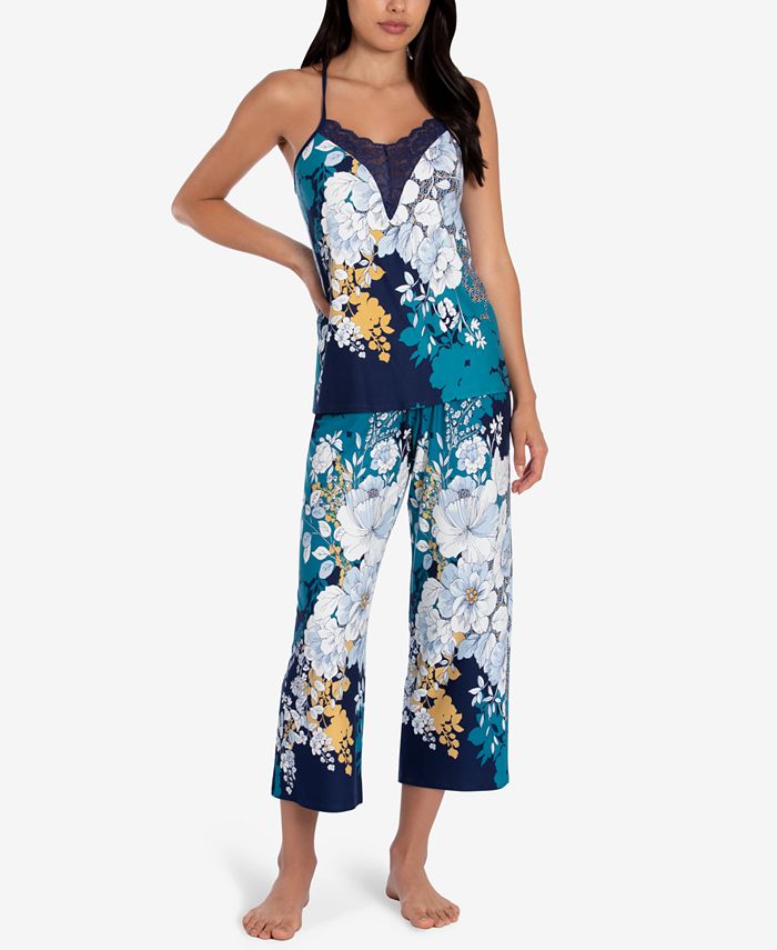 Linea Donatella Lace-Trim Cami & Capri Pants Pajama Set - Macy's