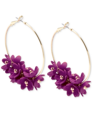 image of Zenzii Gold-Tone Resin Flower Cluster Hoop Earrings