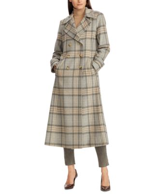 Lauren Ralph Lauren Plaid Double-Breasted Wool-Blend Coat - Macy's