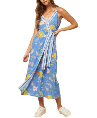 annalisa blue multi floral print halter maxi dress