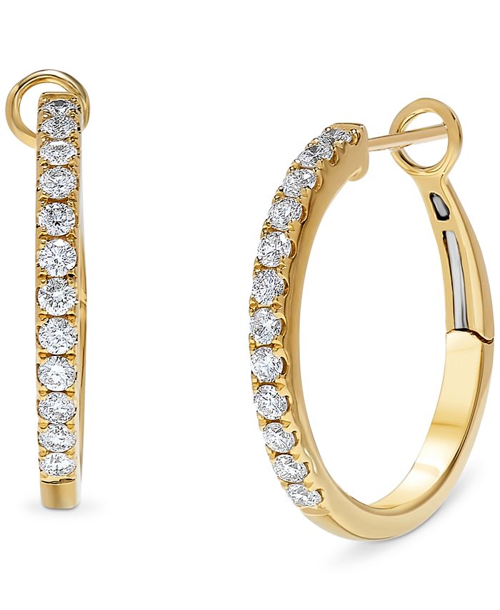 Macy's Diamond Hoop Earrings (1/2 ct. t.w.) in 14k Gold - Macy's