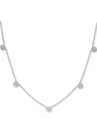 Macy's - Diamond Dangle Cluster Statement Necklace (1 ct. t.w.), 16" + 2" extender