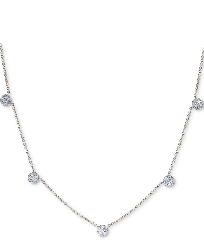 Macy's Diamond Dangle Cluster Statement Necklace (1 ct. t.w.) in 14k ...