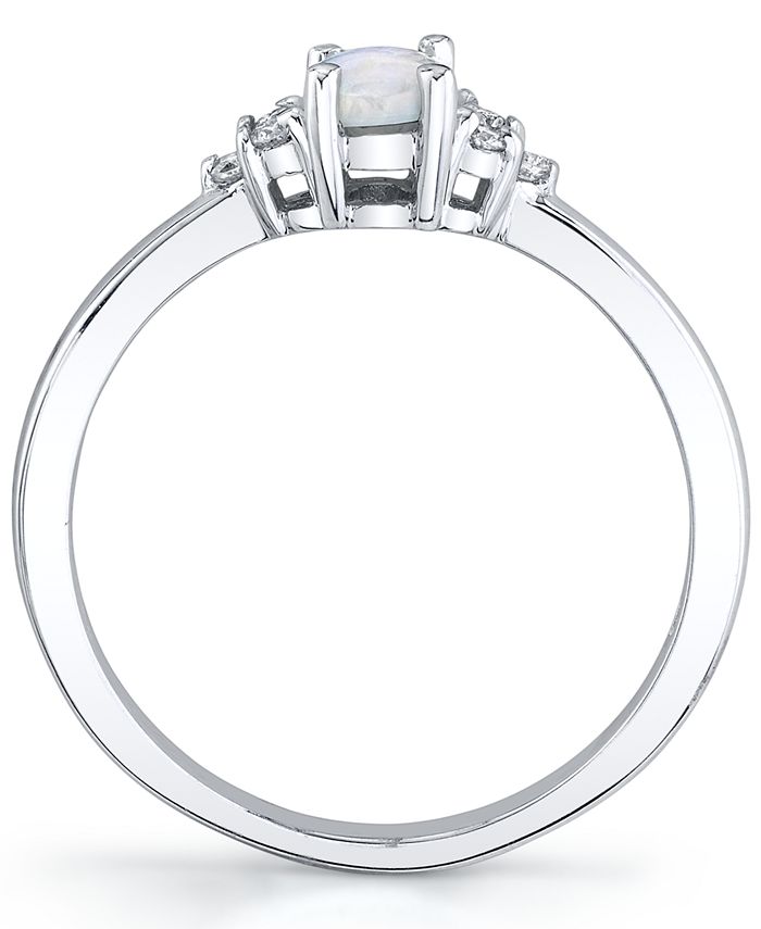 Macy's - Opal (1/3 ct. t.w.) & Diamond (1/10 ct. t.w.) Ring in 14k White Gold