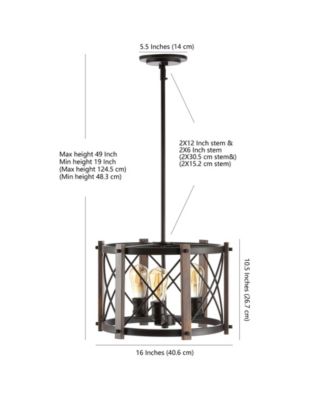 Ferme 3-Light Adjustable Rustic Farmhouse LED Pendant