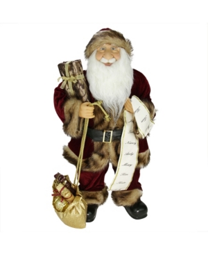 Northlight Woodland Standing Santa Claus Christmas Figure With Name List In Red