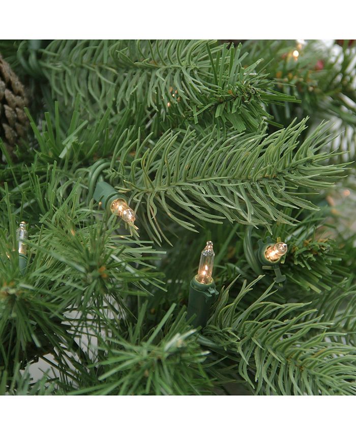 Northlight Pre-Lit Noble Fir with Berries and Pine Cones Artificial ...