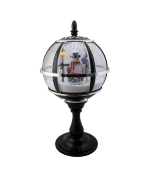 Northlight Lighted Musical Snowing Snowman Christmas Table Top Street Lamp In Black