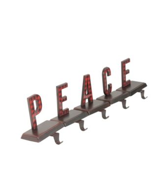 Buffalo Plaid Peace Christmas Stocking Holder