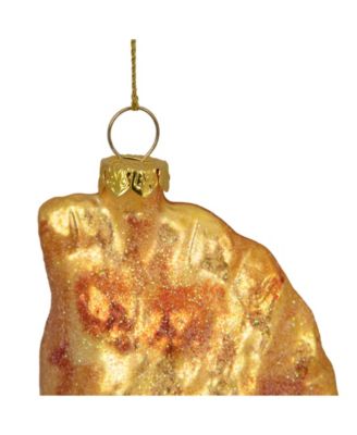 Golden Tone Glittered European Pierogi Glass Christmas Ornament