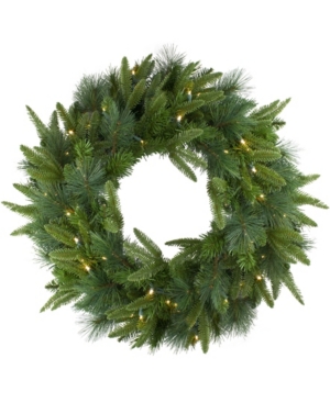 Northlight Pre-lit Mixed Rose Mary Emerald Angel Pine Artificial Christmas Wreath In Green