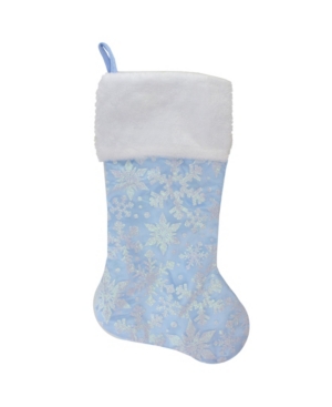 Northlight Led Lighted Iridescent Glitter Snowflake Christmas Stocking In Blue