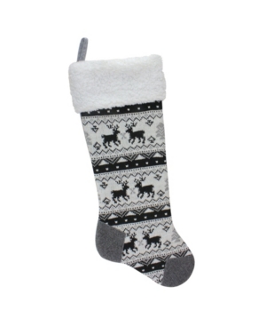 Northlight Rustic Lodge Knit Christmas Stocking With Sherpa Cuff In Black