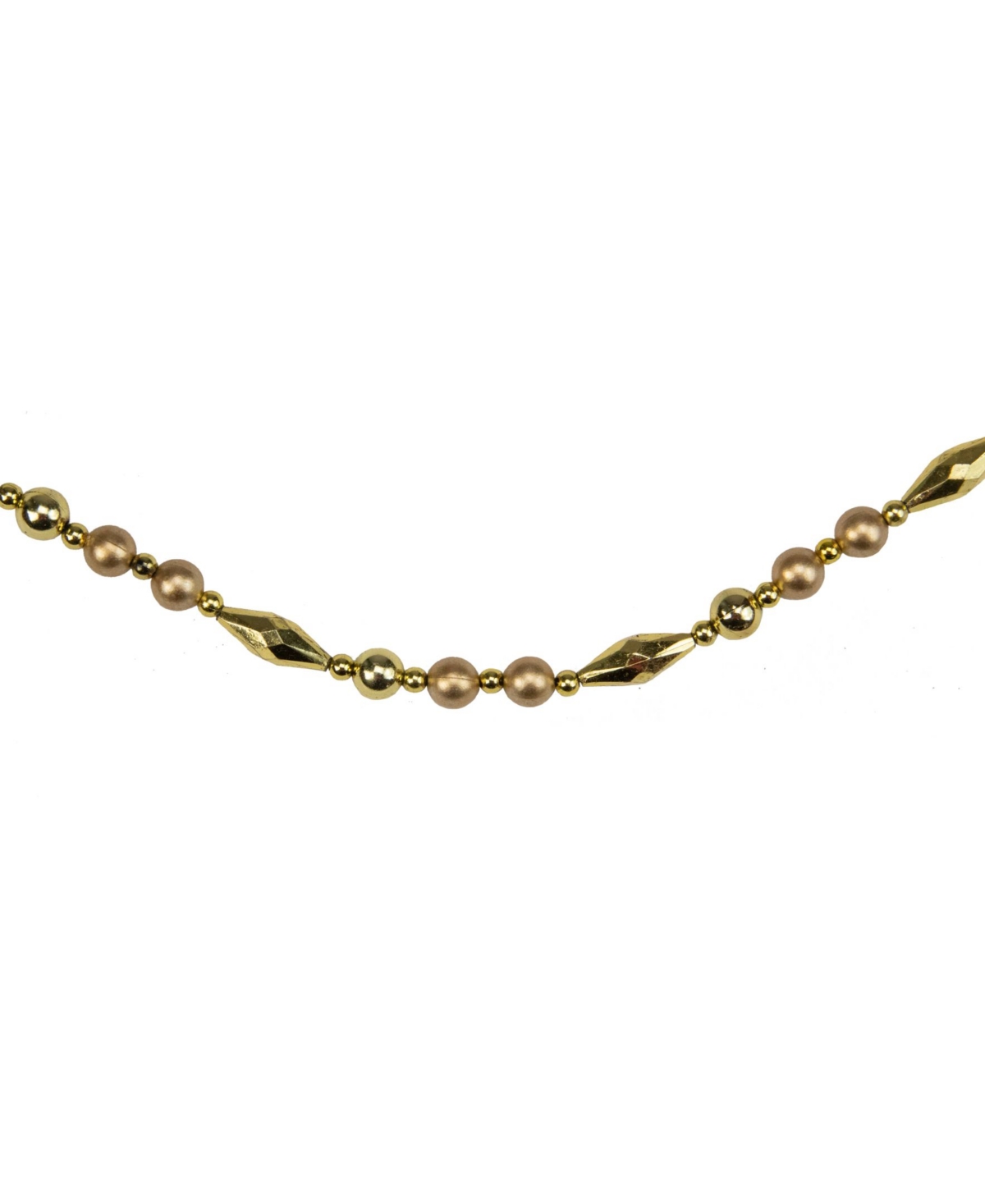 Shiny and Matte Gold Tone Beaded Christmas Garland - Gold