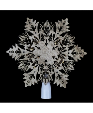 Northlight Lighted Battery Operated Snowflake Christmas Tree Topper In Brown