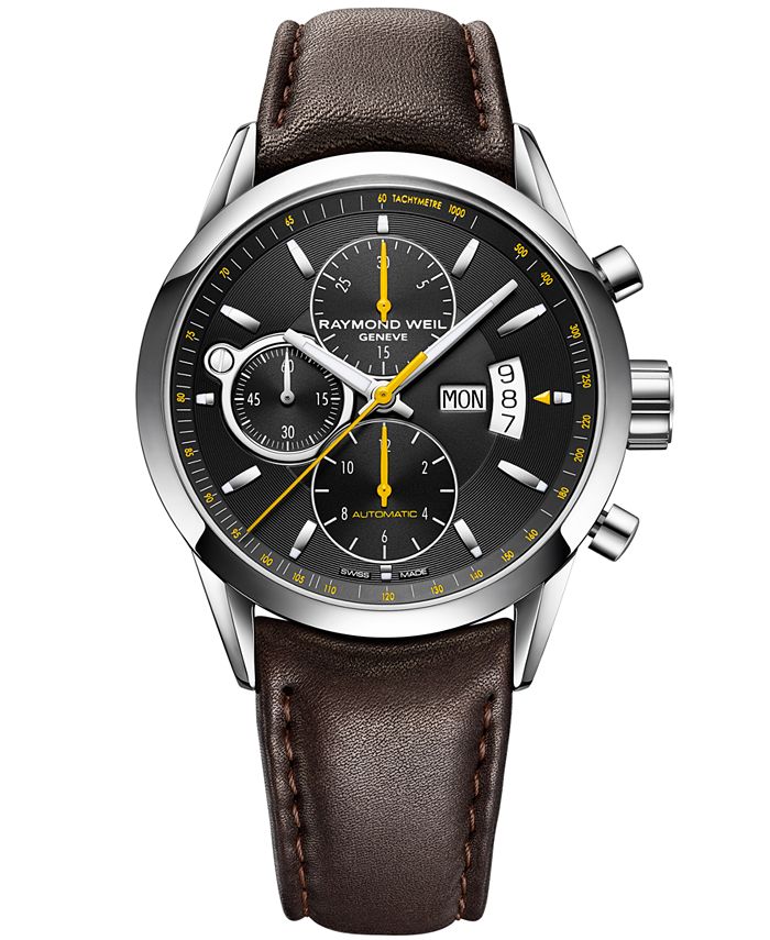 Raymond Weil Watch Men s Swiss Automatic Freelancer Brown Leather