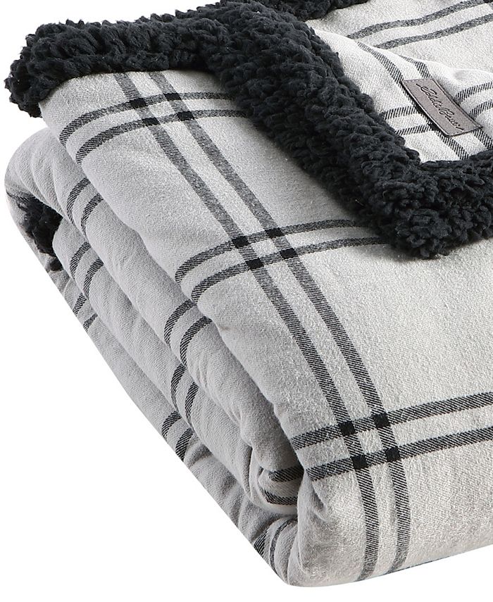 Eddie Bauer Kettle Falls Plaid Cotton Yarn Dye Flannel Reversible Throw