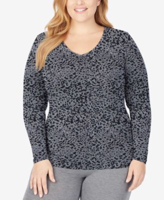 Cuddl Duds - Plus Size Softwear Long-Sleeve V-Neck Top