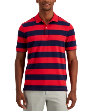 Club Room Men's Performance Stretch Striped Polo Shirt Created for Macy's