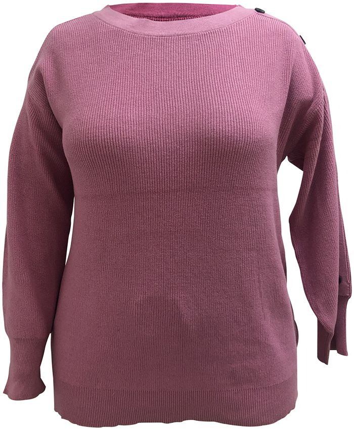 Karen Scott Plus Size Cotton Button-Sleeve Top, Created for Macy's & Reviews - Sweaters - Plus