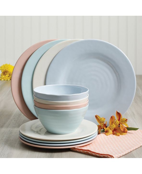 Gibson Elite Brist Pastels 12 Piece Melamine Dinnerware Set & Reviews