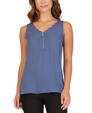 image of Bcx Juniors- Scalloped Zip-Neck Top